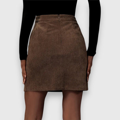 Celeste | Corduroy Midi Skirt With Front Slit