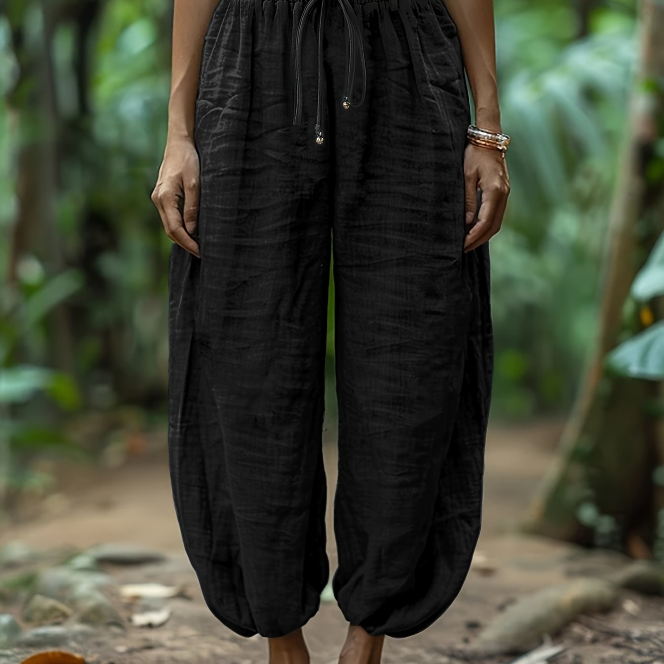 Drawstring lantern trousers, final view