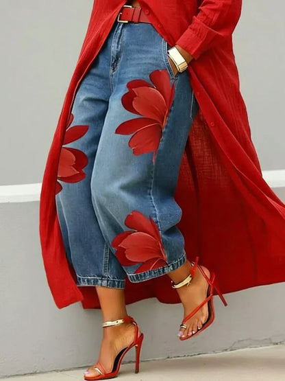 Ingeborg shirt dress and floral print jeans set view 6