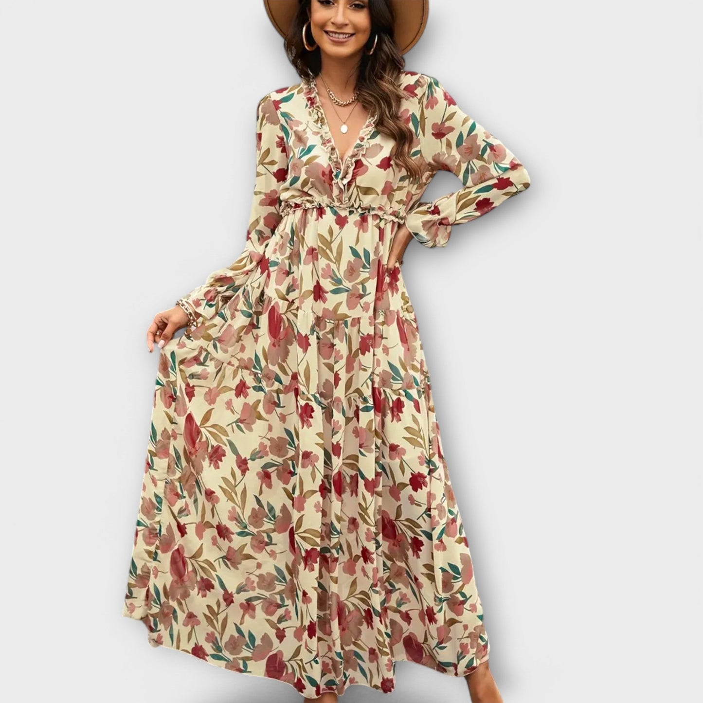 Floral maxi dress with tiered skirt