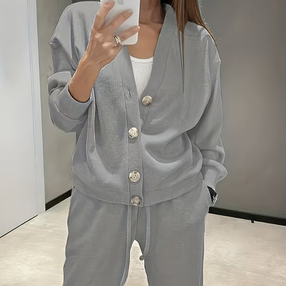Corenne | Soft Button-Front Jacket and Pants Set