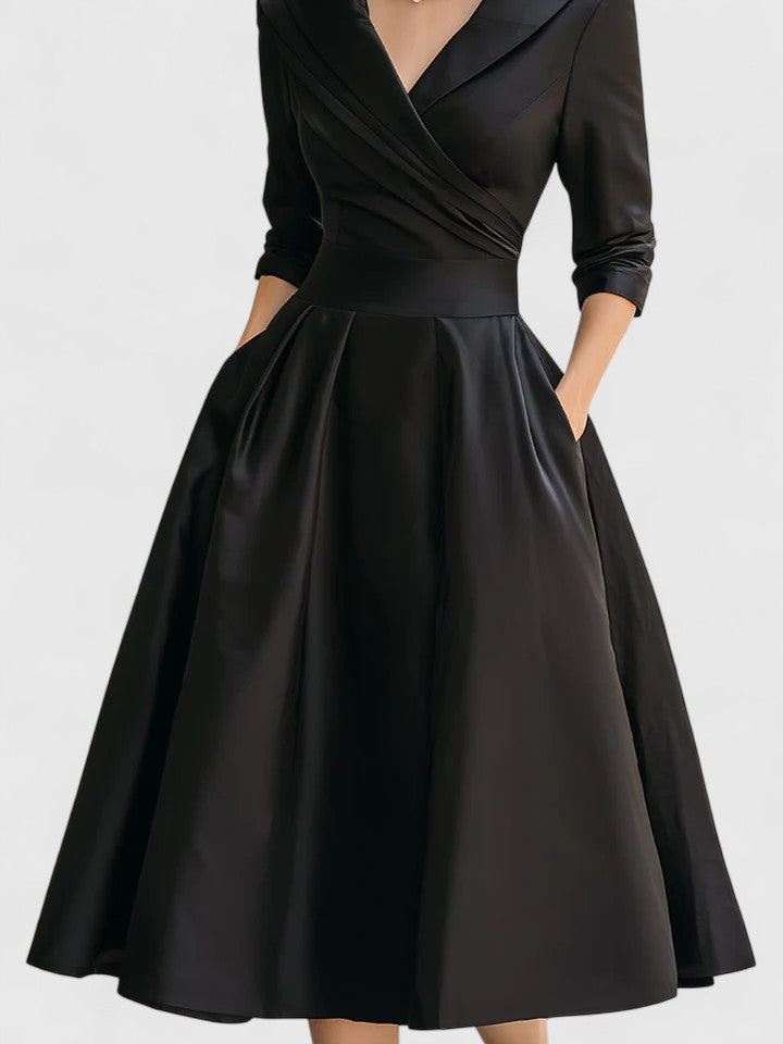 Aveline | Elegant Midi Dress with Pockets