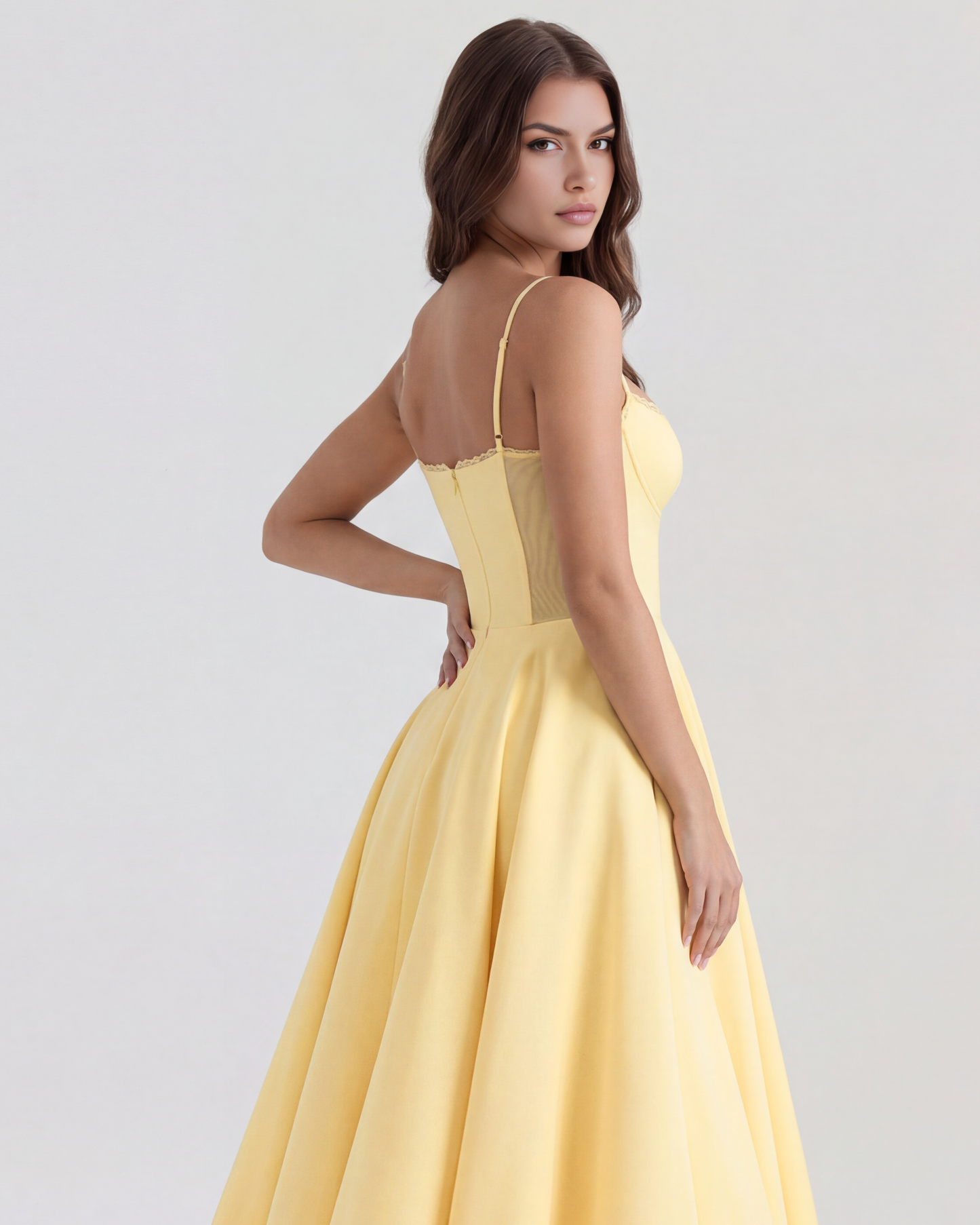Nadine | Sweetheart Neckline Boned Tulle Midi Wedding Guest Dress