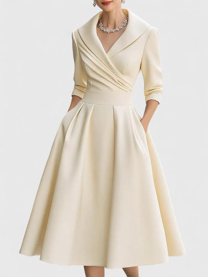 Aveline | Elegant Midi Dress with Pockets
