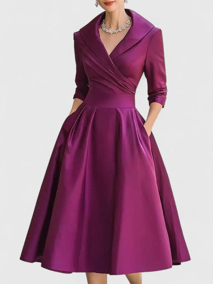 Aveline | Elegant Midi Dress with Pockets