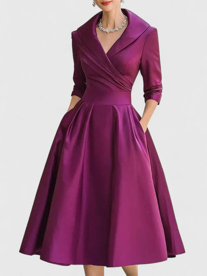 Aveline | Elegant Midi Dress with Pockets