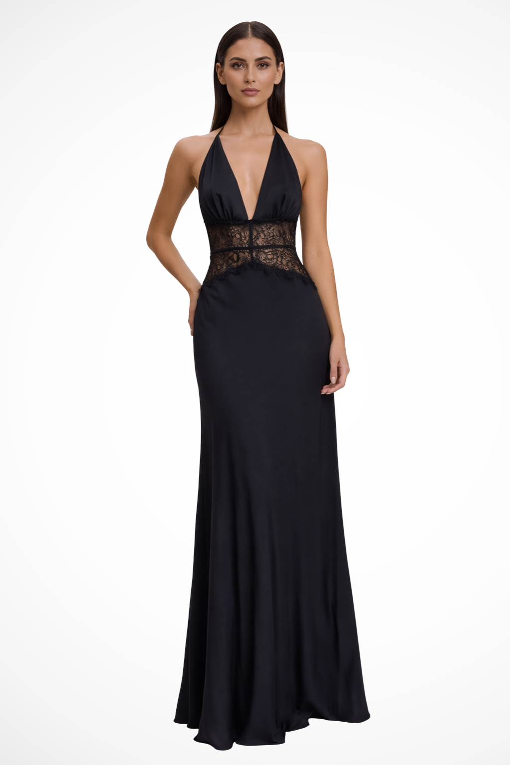 Elise | Backless Halter Maxi Wedding Guest Dress