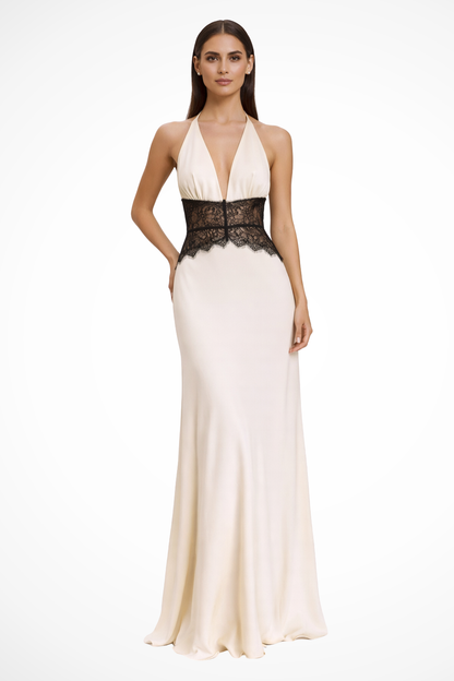Elise | Backless Halter Maxi Wedding Guest Dress