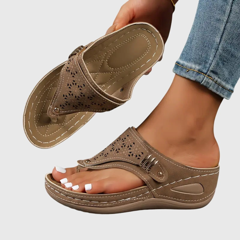 Kennedy slip-on cushioned wedge comfort sandals front view