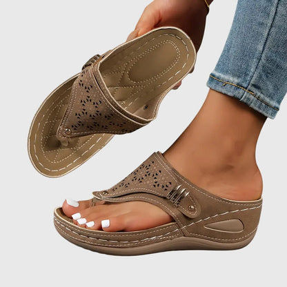 Kennedy slip-on cushioned wedge comfort sandals front view