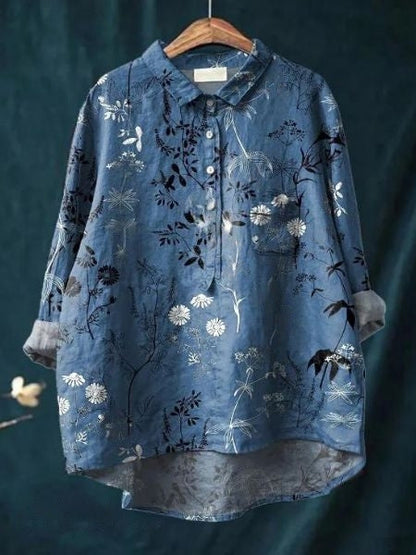 Caroline | Elegant Floral Print Relaxed Blouse