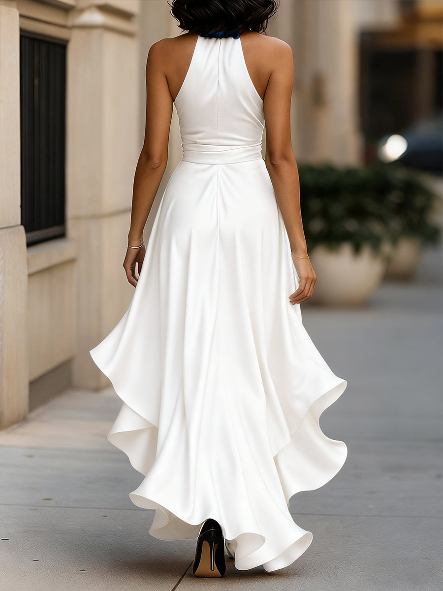 Satin halter gown, alternate angle