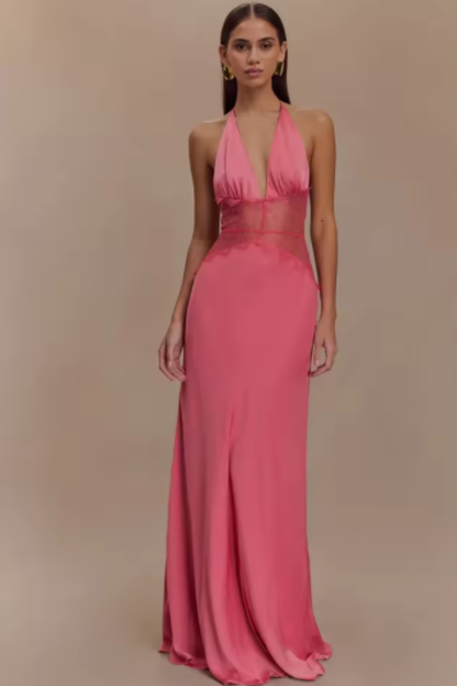 Elise | Backless Halter Maxi Wedding Guest Dress