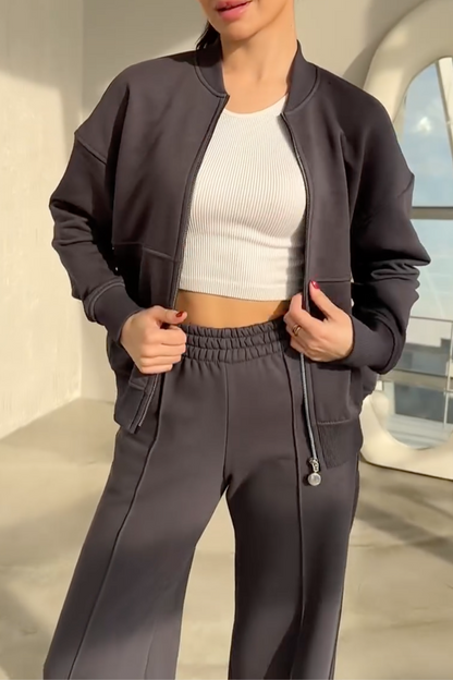 Maelle | Oversized Zip-Up Sweatshirt & Jogger Pants Set