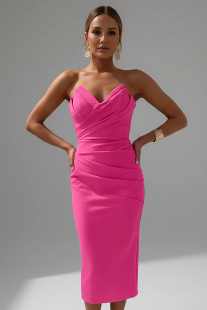 Soraya | Sweetheart Neck Midi Bodycon Dress