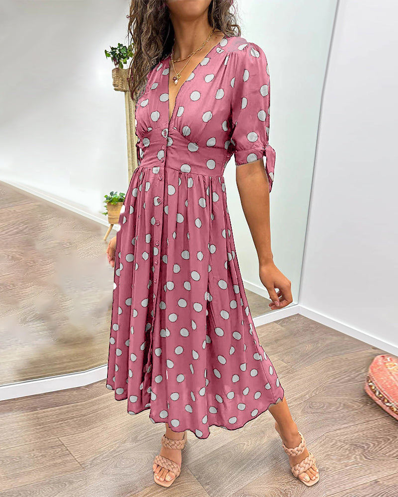 Bellamy | Polka Dot Button-Down Midi Dress