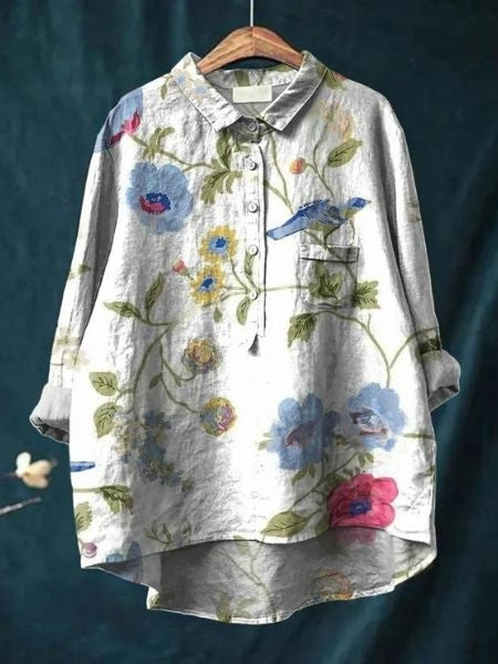Caroline | Elegant Floral Print Relaxed Blouse