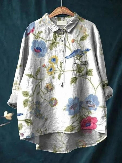Caroline | Elegant Floral Print Relaxed Blouse