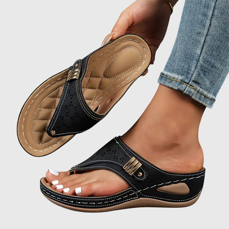 Kennedy slip-on wedge sandals top view