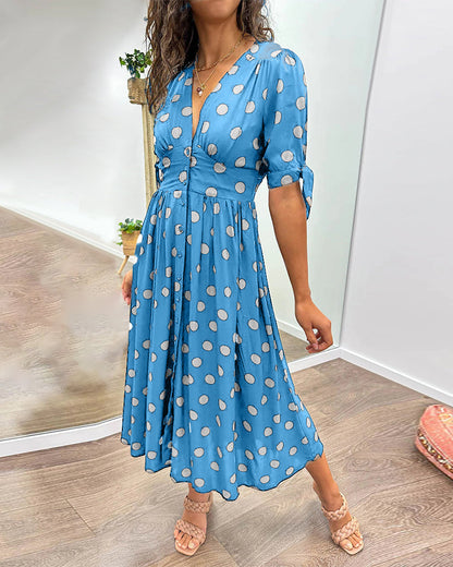 Bellamy | Polka Dot Button-Down Midi Dress