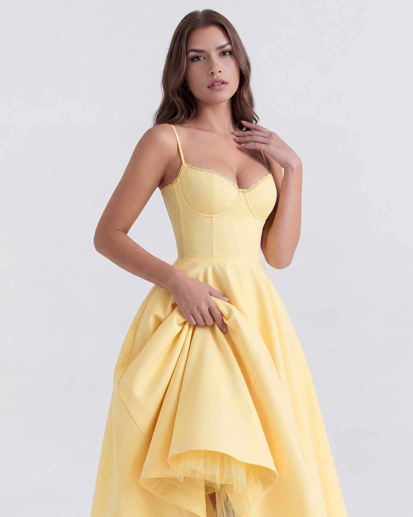 Nadine | Sweetheart Neckline Boned Tulle Midi Wedding Guest Dress