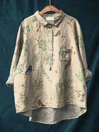 Caroline | Elegant Floral Print Relaxed Blouse