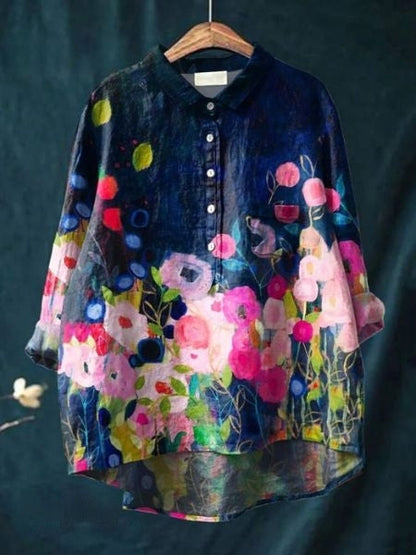 Caroline | Elegant Floral Print Relaxed Blouse