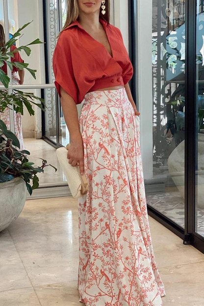 Gisèle | Satin Puff Sleeve Cropped Top & Palazzo Pants Set