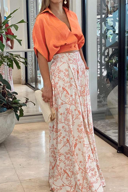 Gisèle | Satin Puff Sleeve Cropped Top & Palazzo Pants Set