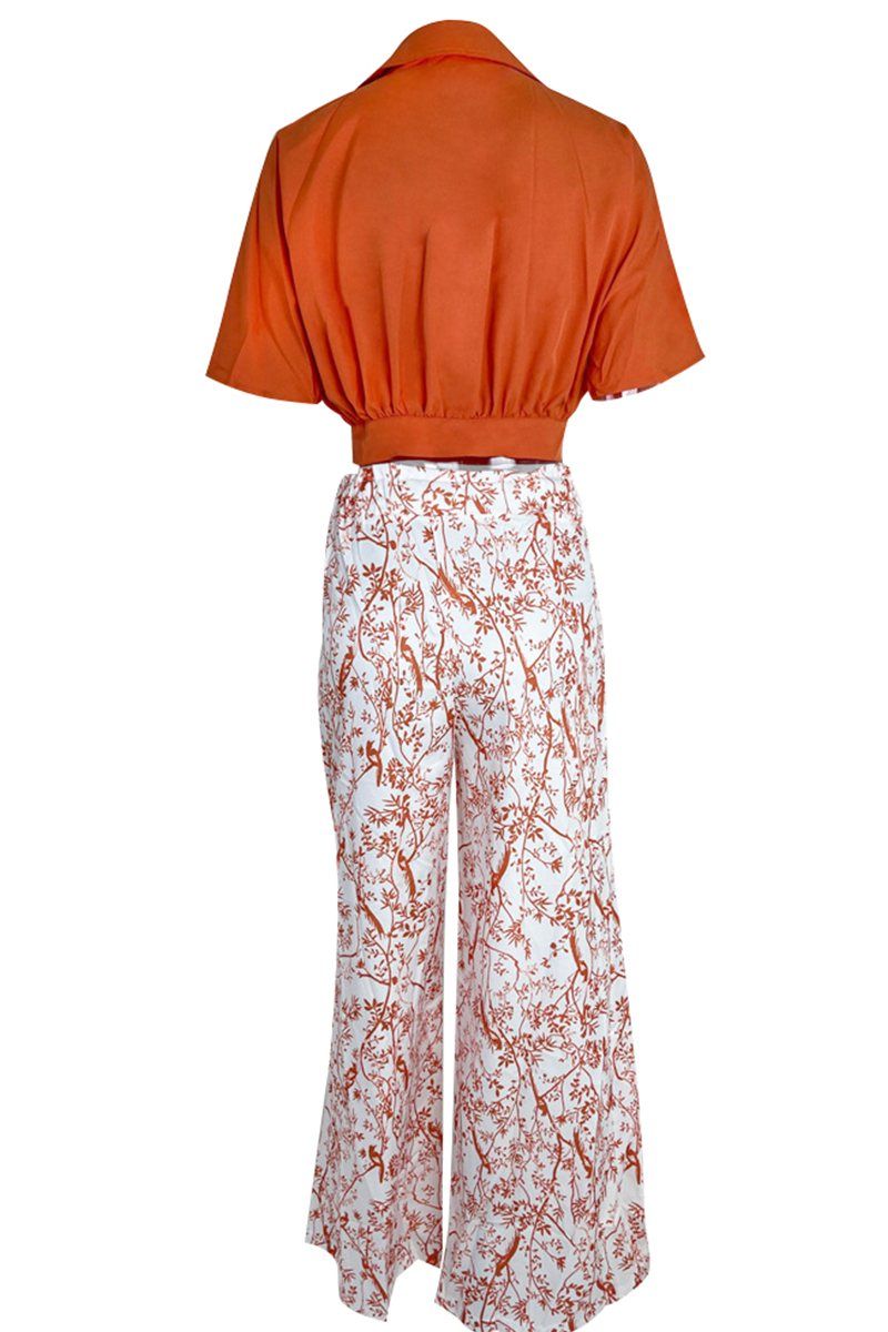 Gisèle | Satin Puff Sleeve Cropped Top & Palazzo Pants Set