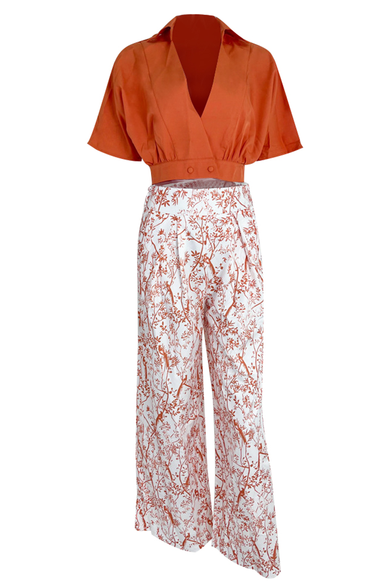 Gisèle | Satin Puff Sleeve Cropped Top & Palazzo Pants Set