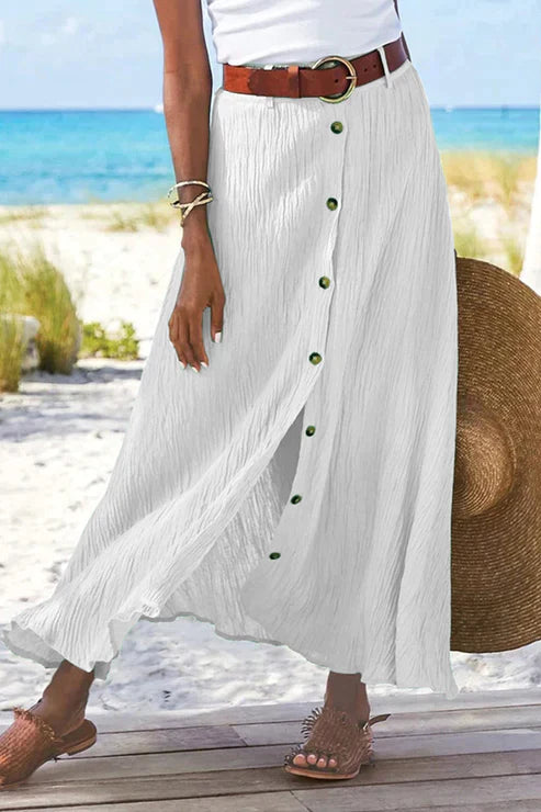 Juliette | High Waisted Button Front Maxi Skirt