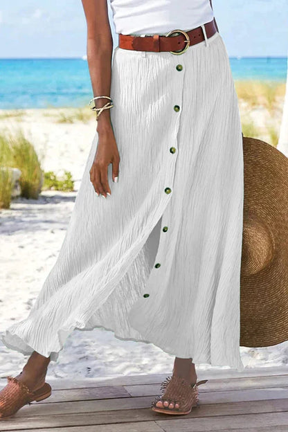 Juliette | High Waisted Button Front Maxi Skirt