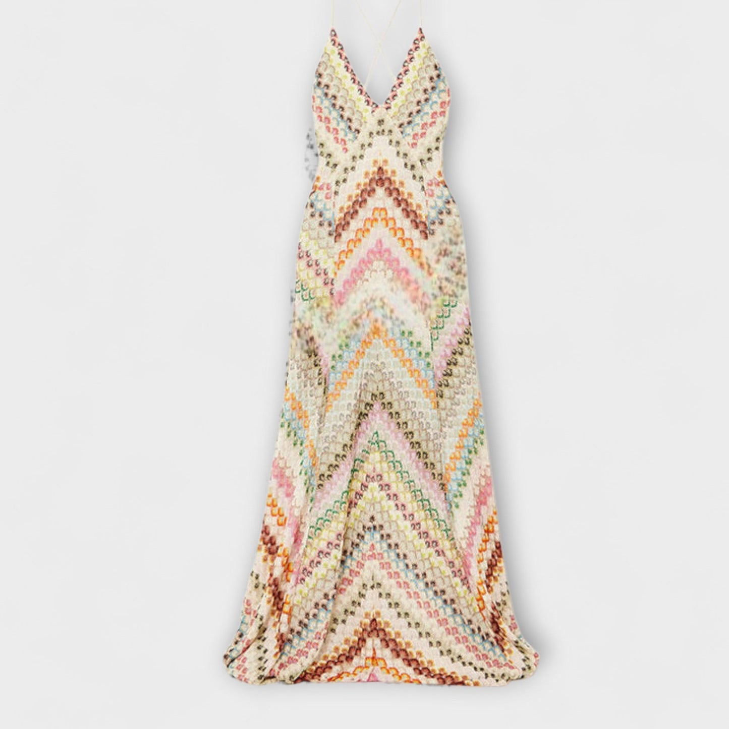 Herringbone knit maxi dress in green colourway