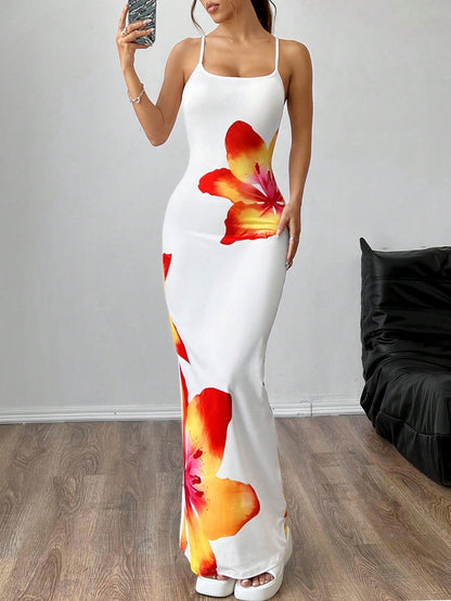 Garance | Floral Spaghetti Strap Maxi Dress