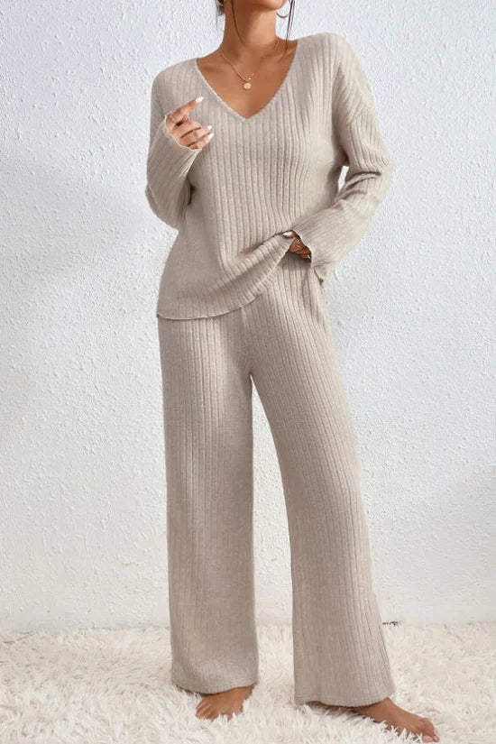 Lunette ribbed lounge two-piece set for women