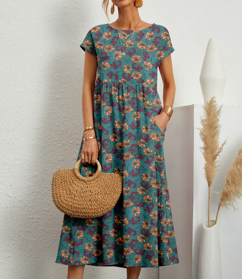Doriane | Floral Midi Dress with Pockets