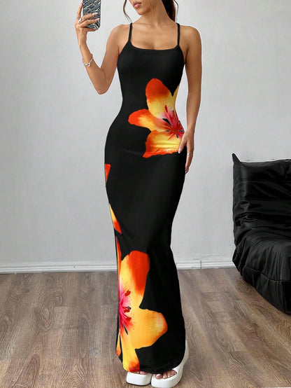 Garance | Floral Spaghetti Strap Maxi Dress