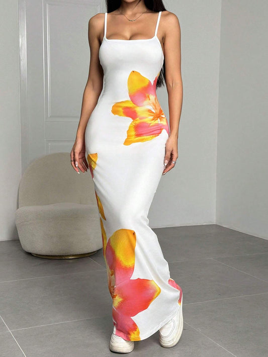 Garance | Floral Spaghetti Strap Maxi Dress