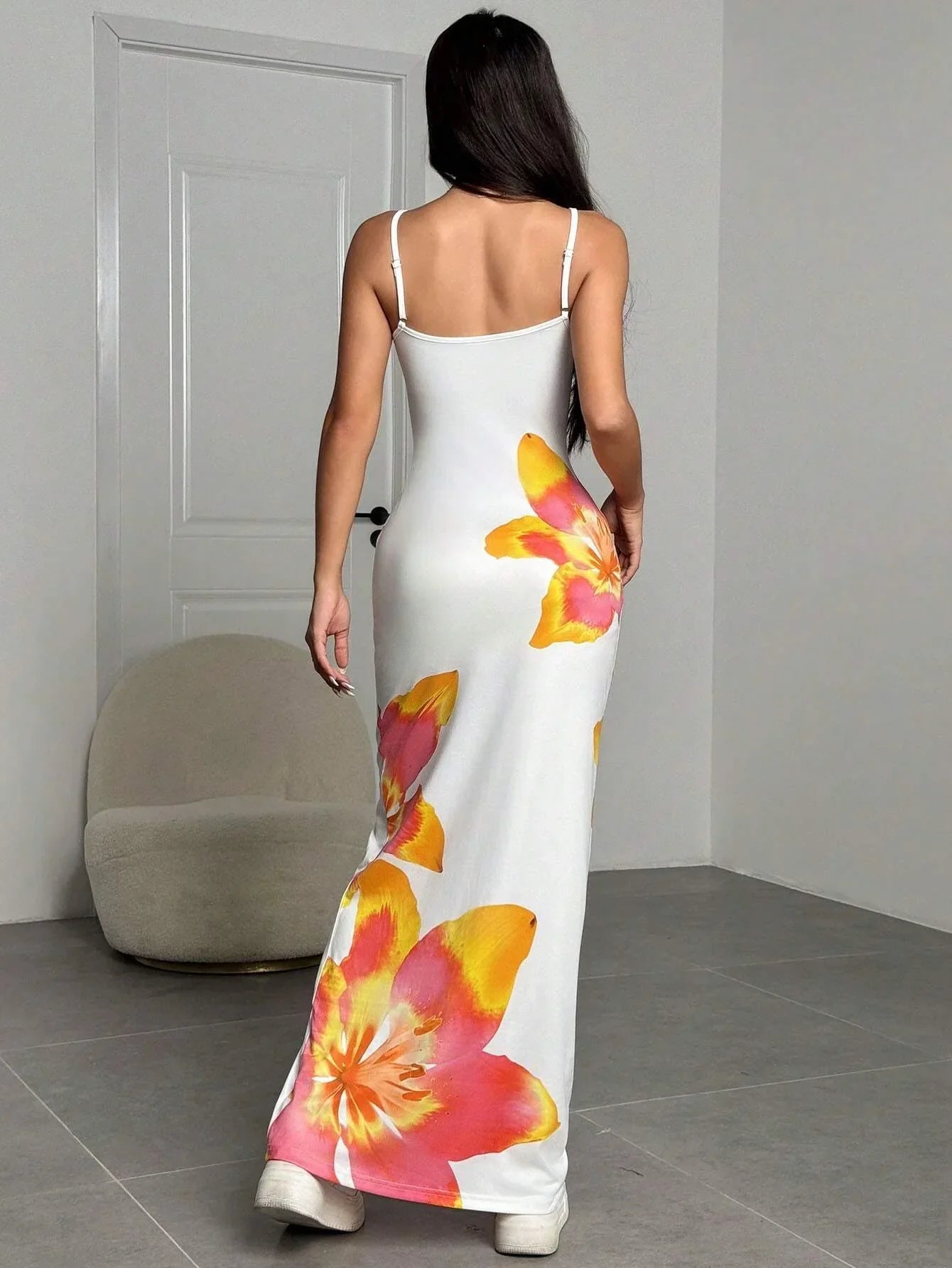Garance | Floral Spaghetti Strap Maxi Dress