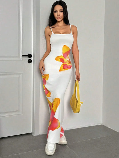 Garance | Floral Spaghetti Strap Maxi Dress