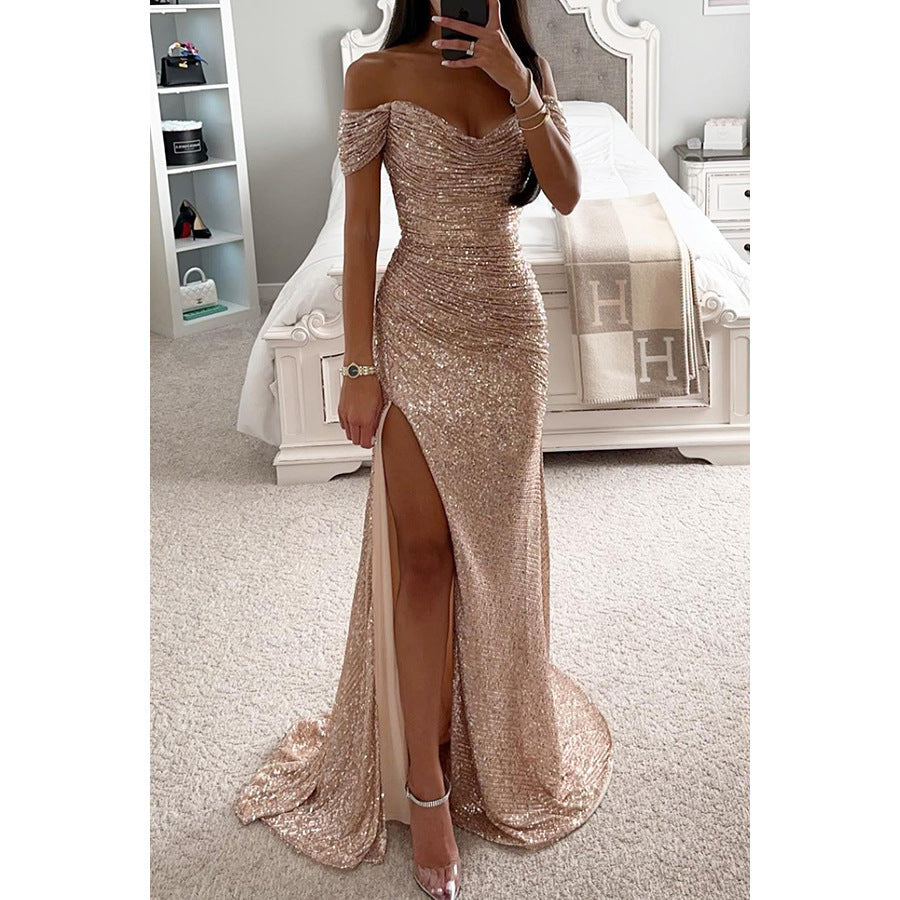 Solaria | Off Shoulder Sequin Summer Maxi Dress