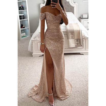 Solaria | Off Shoulder Sequin Summer Maxi Dress