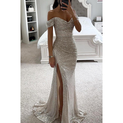 Solaria | Off Shoulder Sequin Summer Maxi Dress
