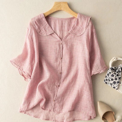 Christine | Classic Button Scallop Collar Blouse