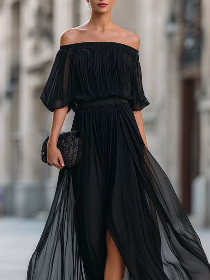 Pleated maxi dress, alternate angle