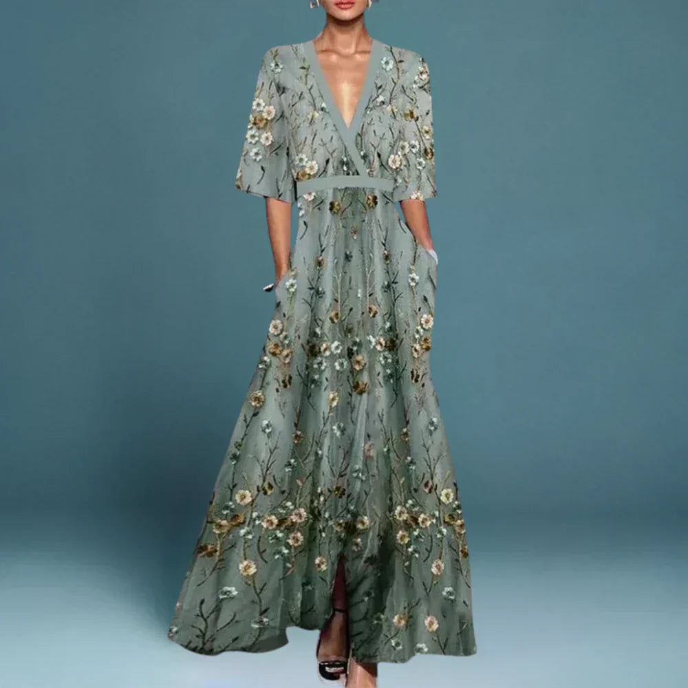 Jill | Floral V-Neck Maxi Occasion Dress