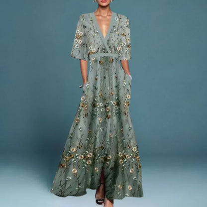 Jill | Floral V-Neck Maxi Occasion Dress