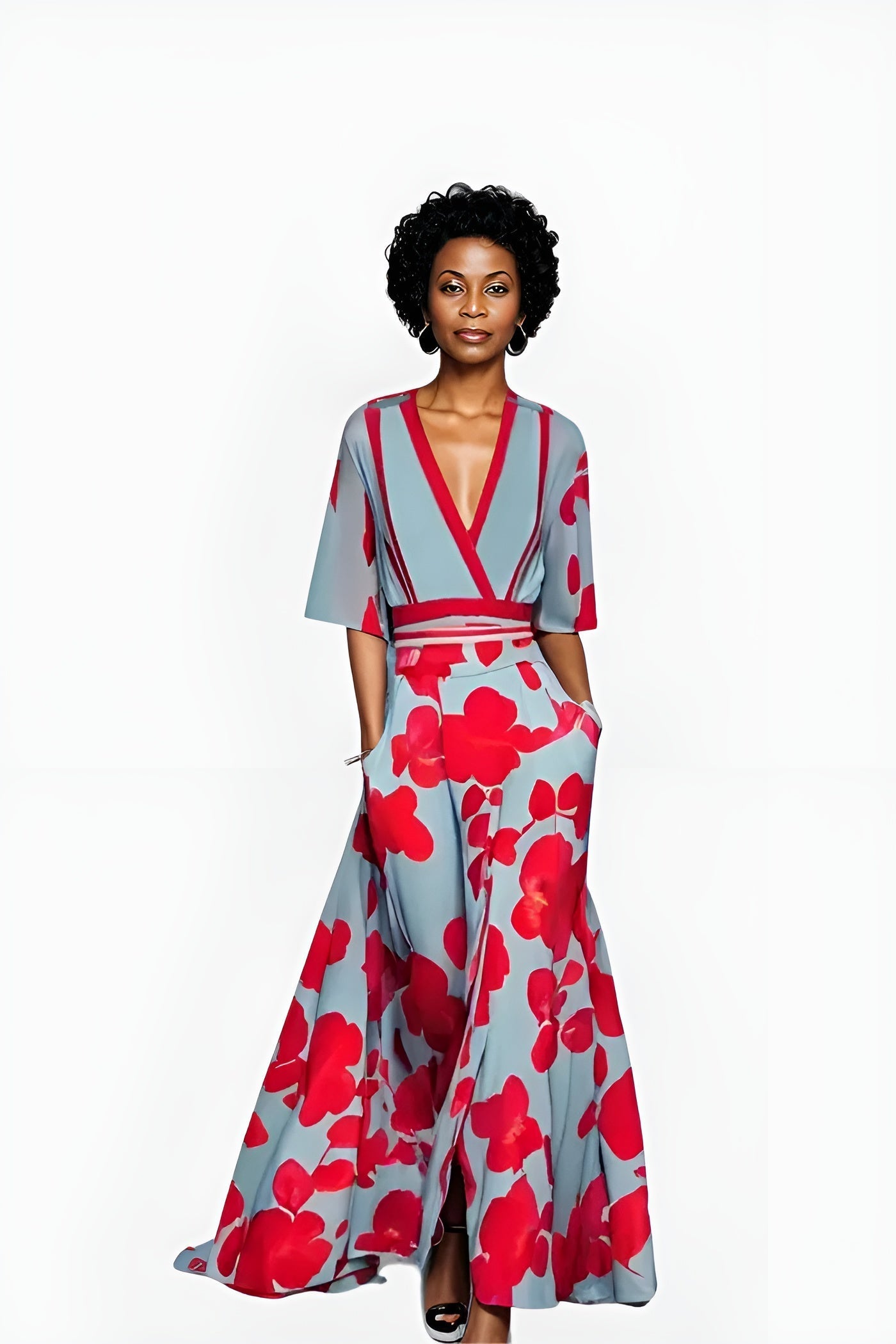 Velara | Floral Wrap Midi Dress