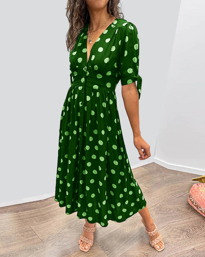 Bellamy | Polka Dot Button-Down Midi Dress